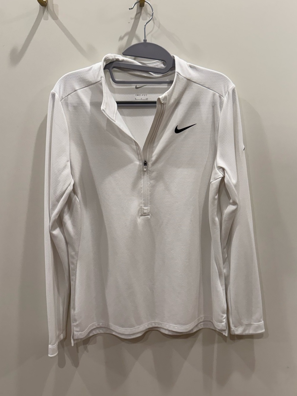 Nike White Long-Sleeve Dri-FIT Half-Zip Top